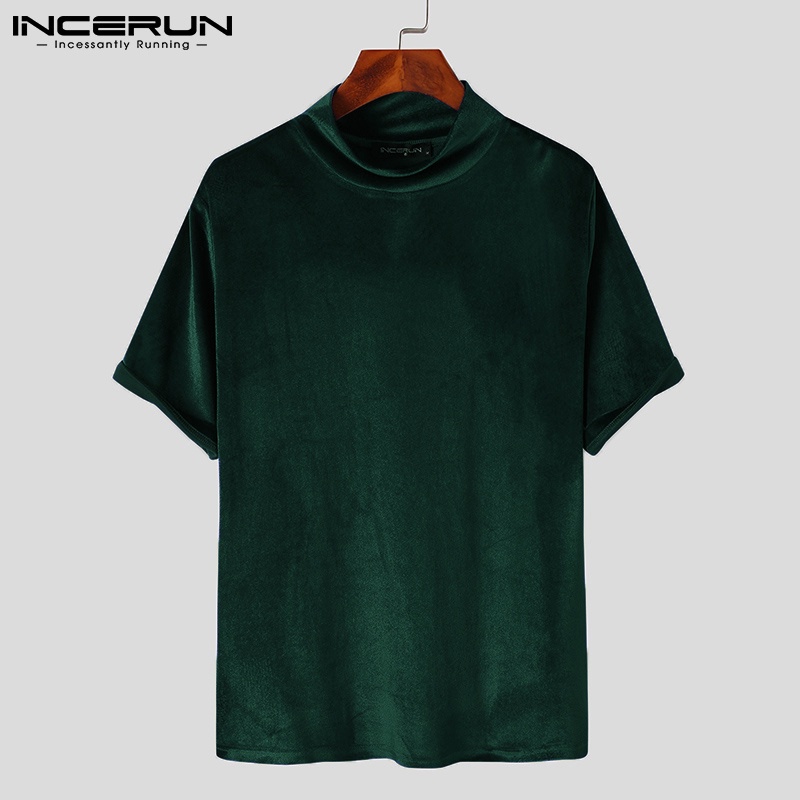 Áo nam INCERUN cổ tròn tay ngắn màu trơn thời trang 4 màu tùy chọn