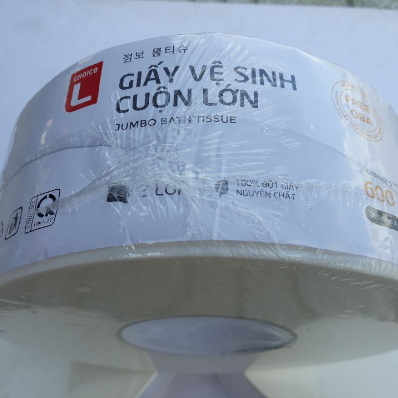 Giấy vệ sinh cao cấp 2 lớp cuộn lớn Choice L Lotte Hàn Quốc 600g chính hãng