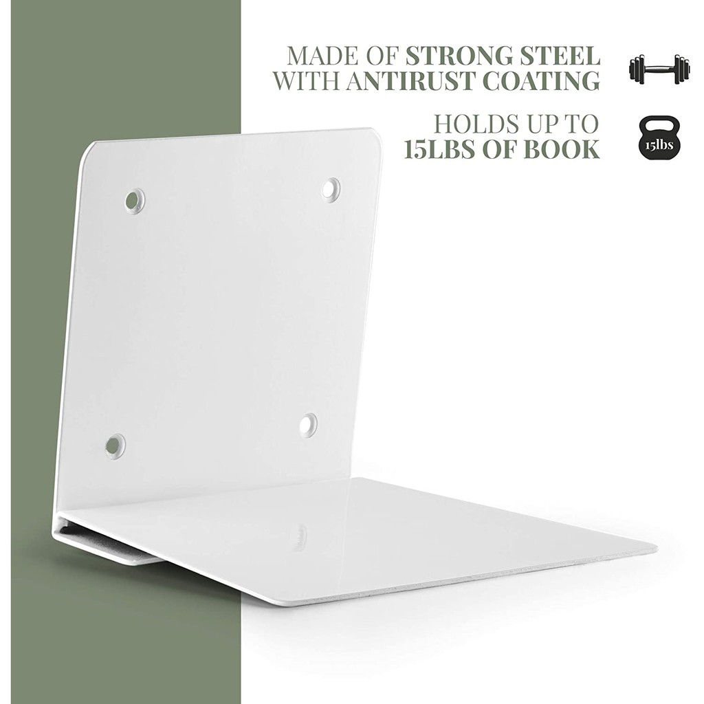 Kệ sách nổi vô hình, giá sách kim loại đơn giản trang trí tường - Màu đen và trắng