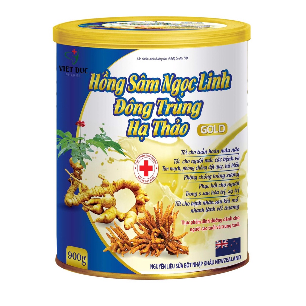 Sữa hồng sâm ngọc linh đông trùng hạ thảo hộp lớn 900g