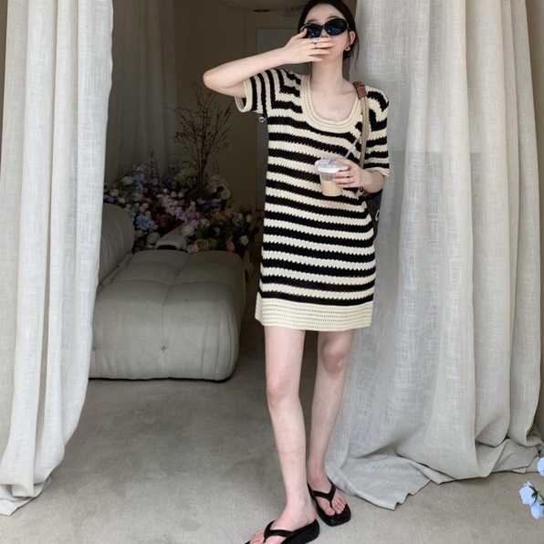 Đầm thun ZHELIHANGFEI dệt kim dáng rộng phong cách thời trang cho nữ