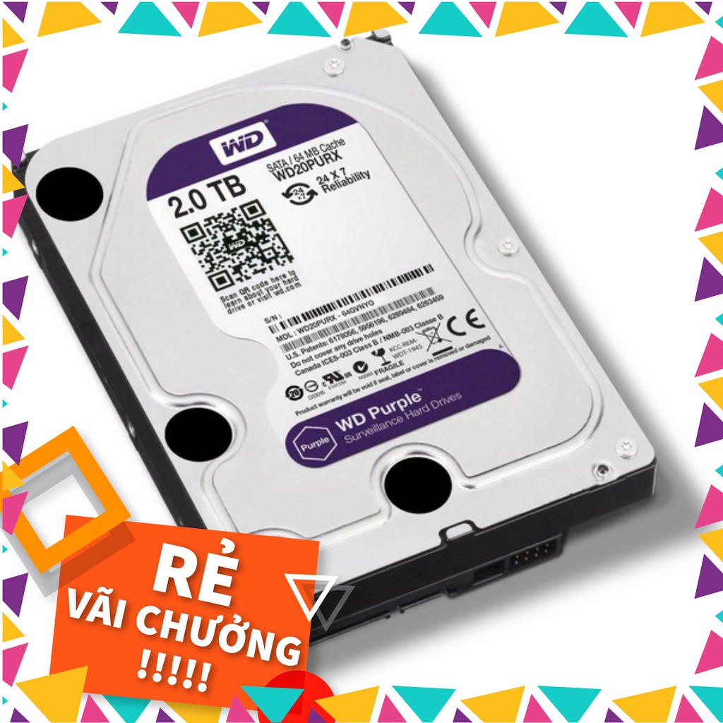 Ổ cứng chuyên dụng Camera 2TB WD PURPLE - Hãng chính hãng - Bảo hành 36 tháng - C