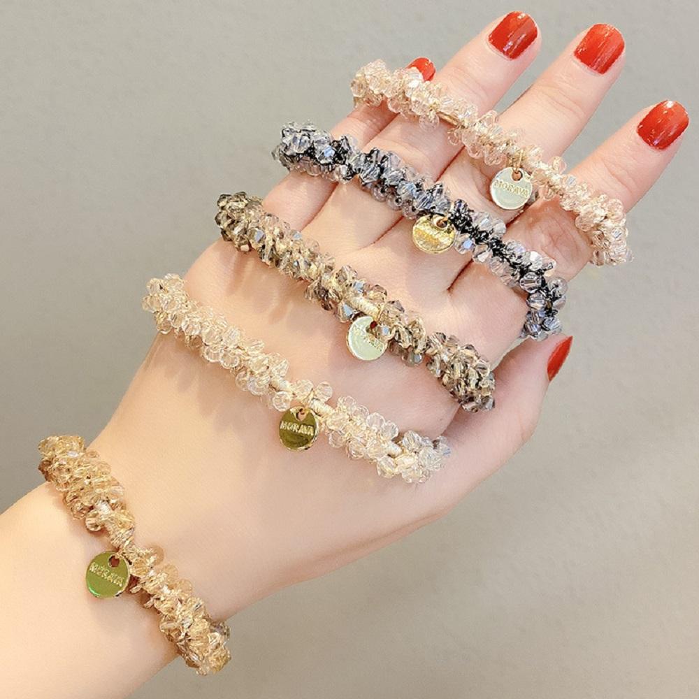 Dây buộc tóc đính ngọc trai co giãn dễ thương cho nữ