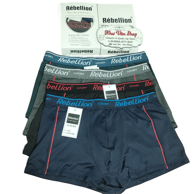 Hộp 4 quần lót nam sịp nam đùi boxer thun lạnh co giãn 4 chiều cao cấp Việt Nam xuất khẩu REBEH4