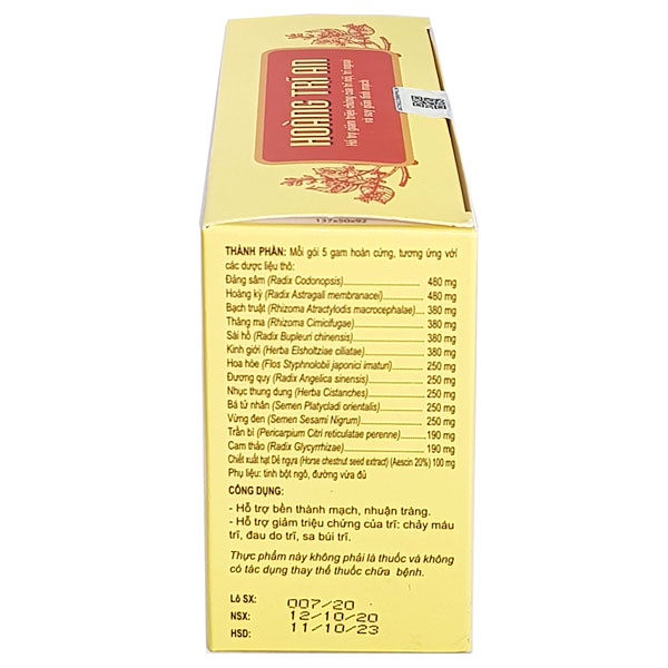 Hoàng Trĩ An – Hỗ trợ điều trị trĩ nội, trĩ ngoại (hộp 12 gói)