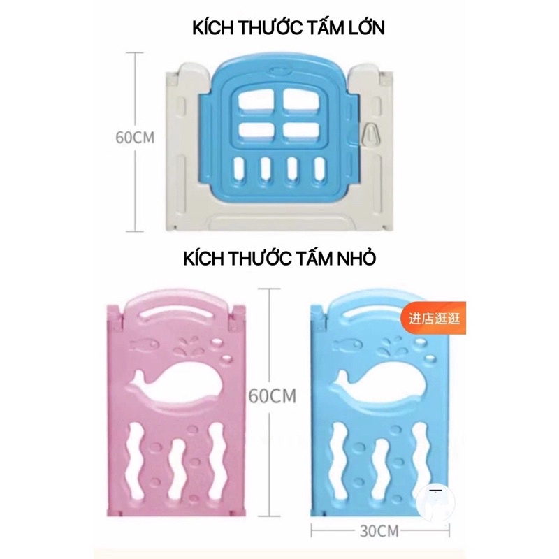 Quây cũi gấp gọn mẫu mới 2022 -  hình con cá được làm bằng nhựa nguyên sinh cao cấp (tặng kèm bóng và thảm)