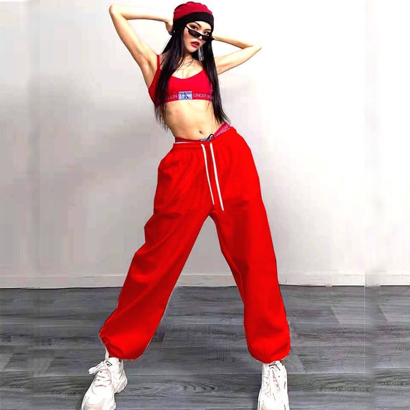 Quần Dài Màu Sắc Kẹo Ngọt Phong Cách Hiphop Đường Phố Âu Mỹ Cho Nữ