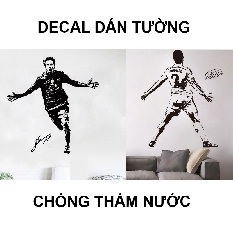 Decal dán tường Messi ăn mừng bàn thắng kèm chữ ký