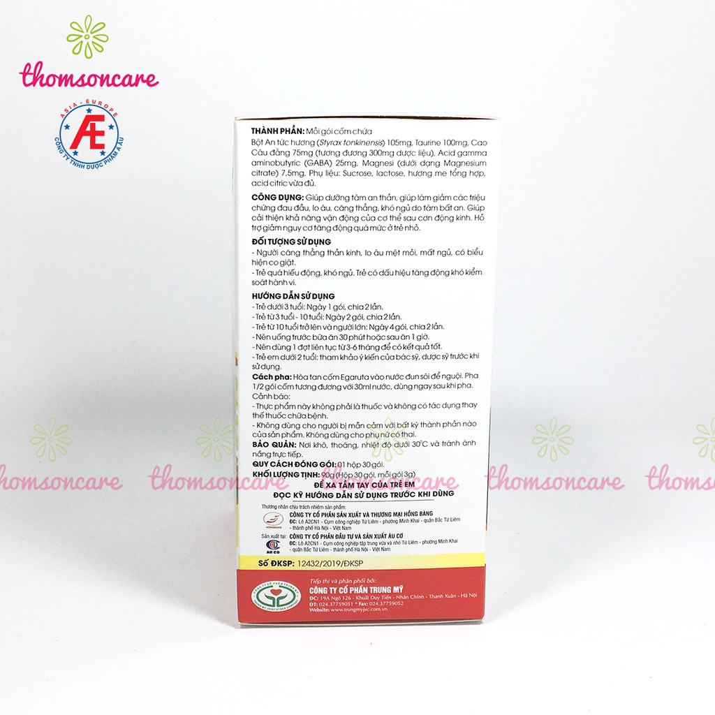 Egaruta cốm cho bé bị tăng động, co giật, giúp ngủ ngon, sâu giấc- từ thảo dược thiên nhiên - Combo 6h tặng thêm 1 Hộp