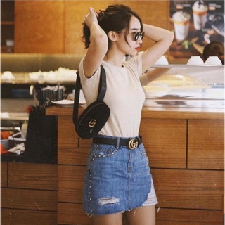Dây lưng Nữ GG,Dây Nịt nữ mặt kim loại đúc mầu đồng sang trọng cá tính