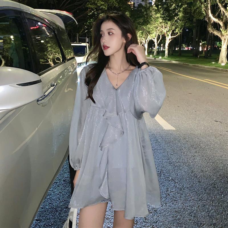 Đầm Sơ Mi Voan Tay Dài Phong Cách Hàn Quốc Mới | BigBuy360 - bigbuy360.vn
