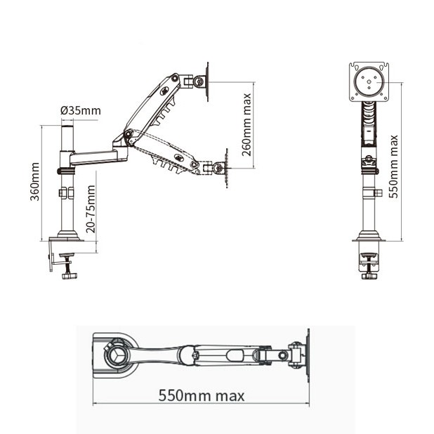 Giá treo / giá đỡ màn hình máy tính North Bayou NB-H80 (gắn bàn) 360 độ 17- 27 inch - Chính hãng