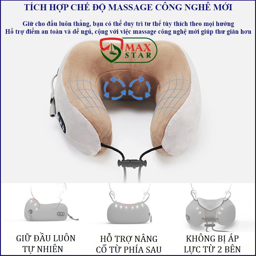 [BẢO HÀNH CHÍNH HÃNG] Gối massage trị liệu cổ vai gáy chữ U hồng ngoại đa năng chính hãng Máy massage cổ vai gáy ✅