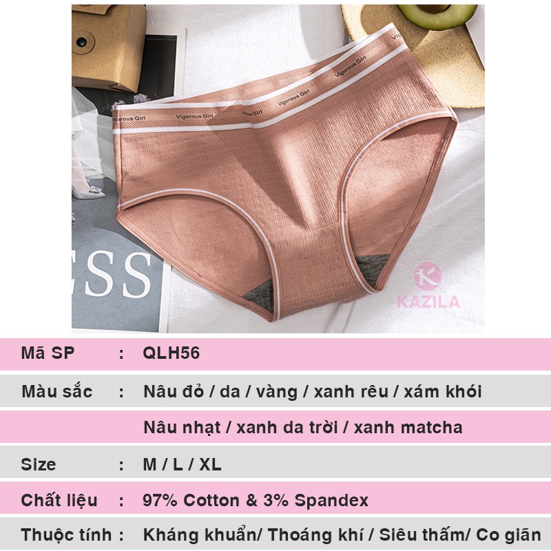 Quần lót nữ cotton cao cấp tân cổ điển Vigorou Girl, quần chip nữ kháng khuẩn co giãn siêu thấm Kazila QLH56 | BigBuy360 - bigbuy360.vn