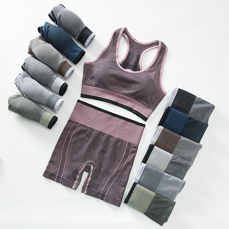 Bộ tập gym nữ quần đùi áo bra ba lỗ, bô tập yoga có mút đệm, set tập gym free size SET08