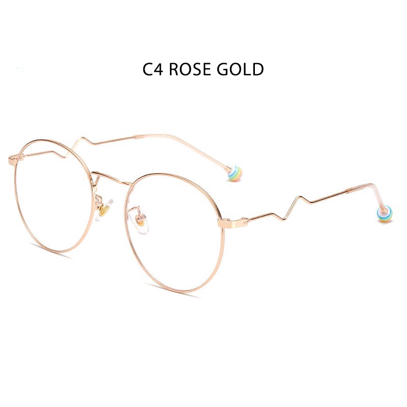 Mắt Kính Gọng Tròn Chống Bức Xạ Thời Trang Hàn Quốc Tròng Kính Thay Thế Được Cho Nữ