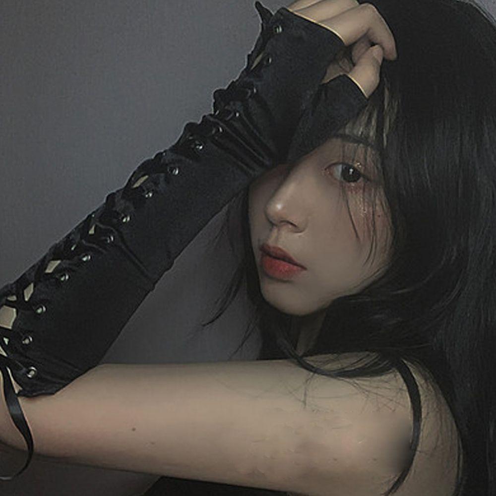 Găng Tay Lưới Lolita WMES15H Màu Trơn Giữ Ấm Cánh Tay Thời Trang Cho Nữ