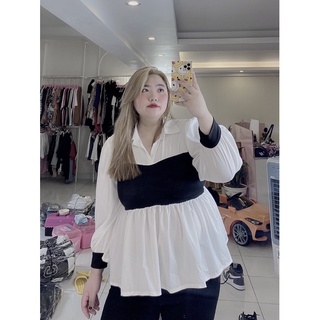 Áo sơ mi phối 2 màu bigsize 60-100kg