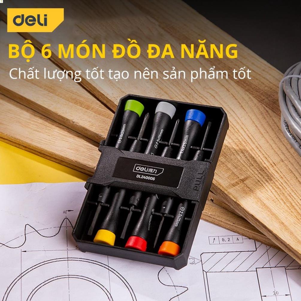 Bộ Tua Vít Đa Năng Deli Nhiều Màu Sắc Dễ Phân Biệt, Sử Dụng Cho Nhiều Kích Cỡ, Sửa Chữa Đồng Hồ, Linh Kiện - DL240006 .