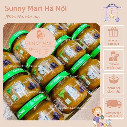 Mận đen nghiền Gerber chính hãng chống táo bón cho bé, hoa quả nghiền đồ ăn dặm cho bé