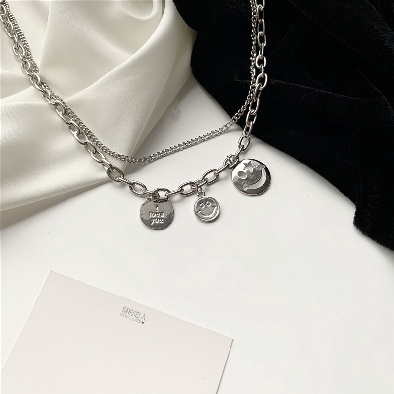 Vòng Cổ Hai Lớp Mặt Cười B0024 Cá Tính