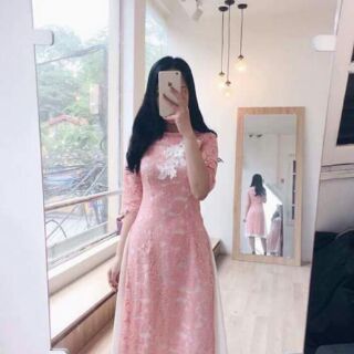Áo dài ren liền chân váy