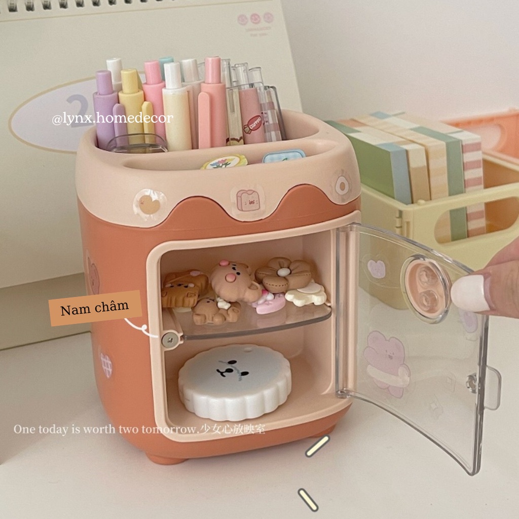 Ống Cắm Bút + Tủ Để Đồ Đa Năng 2in1 Hình Lợn Dễ Thương Màu Pastel Kẹo Ngọt Lynx Home