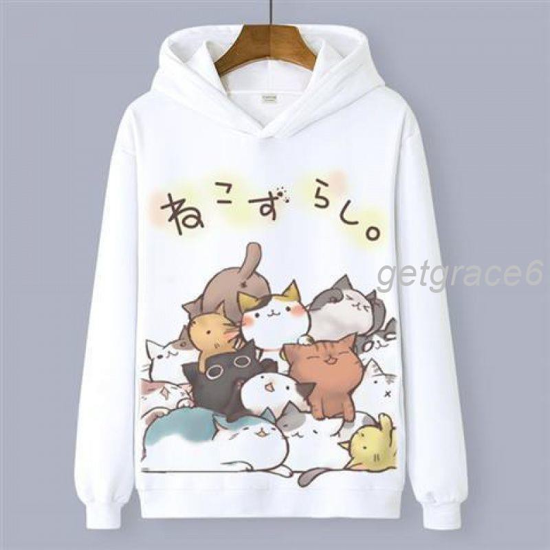 Áo Hoodie In Hình Mèo Phong Cách Nhật Bản Đáng Yêu