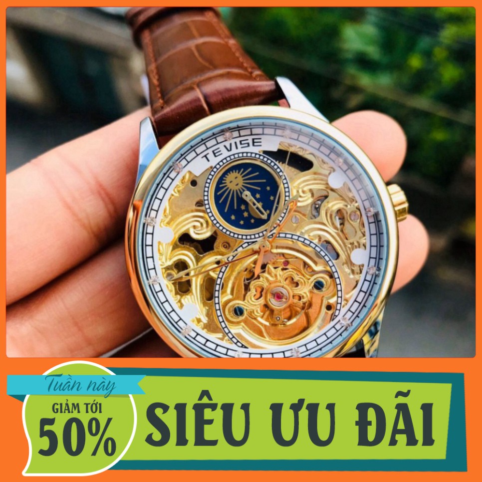 SIÊU PHẨM Đồng Hồ Nam Cơ Tự Động Automatic Chính Hãng TEVISE T2122 Dây Da Cao Cấp Đẹp Giá Rẻ Chống Nước Chống Xước HÀNG