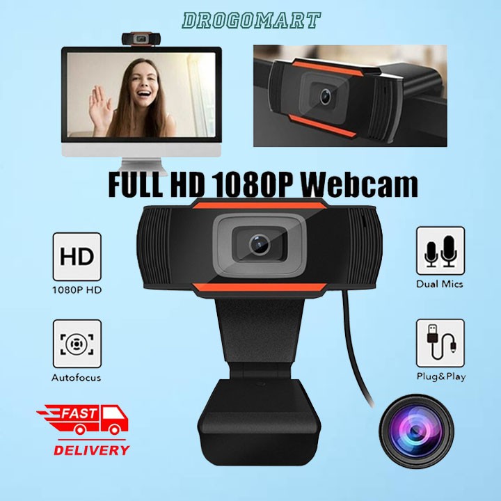 Webcam Máy Tính Full HD 1080P Tích Hợp Mic Thu Âm, Hỗ Trợ Học Zoom Online, livestream, Bảo Hành 1 Đổi 1