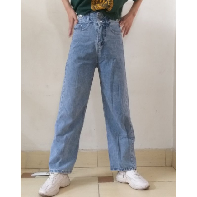 Quần jean cạp siêu cao ống suông size S thanh lý