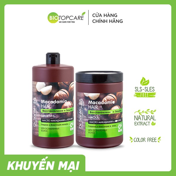 Dầu gội-xả Dr. Sante Macadamia phục hồi và bảo vệ tóc hư tổn tự nhiên - Nhập khẩu chính hãng