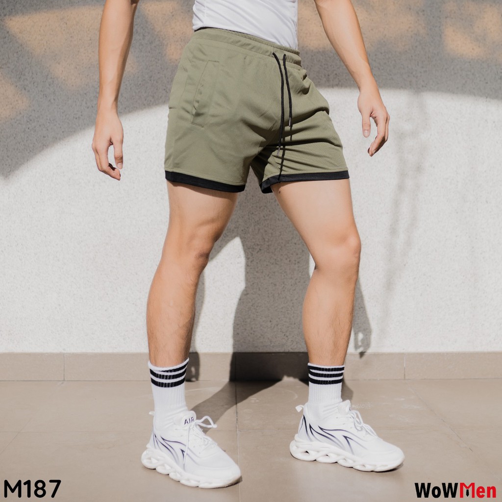 Quần Short Đùi Thun Nam Trơn Viền Màu Tập Gym Thể Thao Đi Bơi Đi Biển Mạc Nhà - M187 | BigBuy360 - bigbuy360.vn