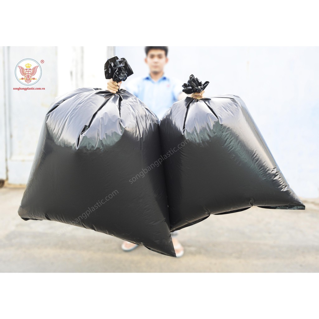 3kg Túi đựng rác đen lớn dùng trong công nghiệp dày dặn size 90cm x 120cm