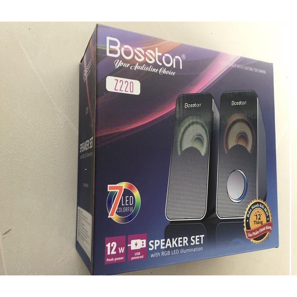 Loa vi tính 2.0 Bosston Z220 Led RGB âm thanh vượt trội âm bass khẻe công suất 12W
