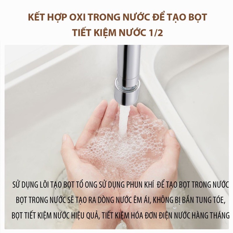 Đầu vòi tăng áp xoay 360 Xiaomi Diiib DXSZ001-1 đầu vòi rửa chén tạo bọt tiết kiệm 1/2 nước