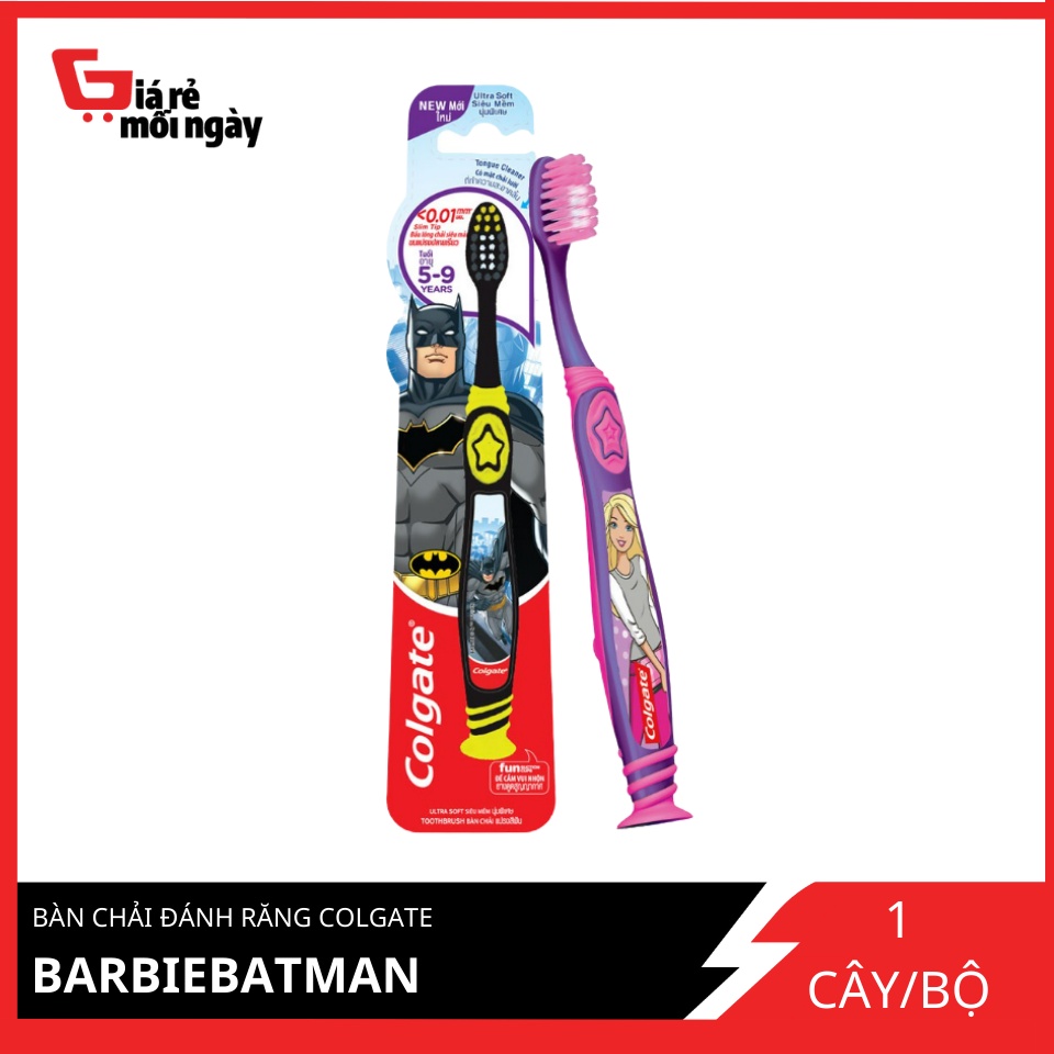 Bàn chải đánh răng Colgate Trẻ em Smile 5 - 9 Tuổi BarbieBatman (1 cây đơn)