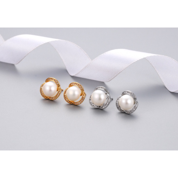 Bông Tai  Bạc S925 Đính Hạt Ngọc Trai 9ly Hoa Tai Hạt Trai Nước Ngọt Thời Trang - Ngọc Trai Trường Thịnh