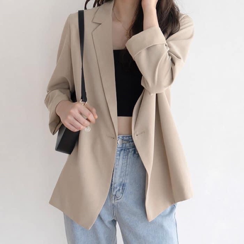 Áo vest blazer nữ hai cúc dáng suông | BigBuy360 - bigbuy360.vn