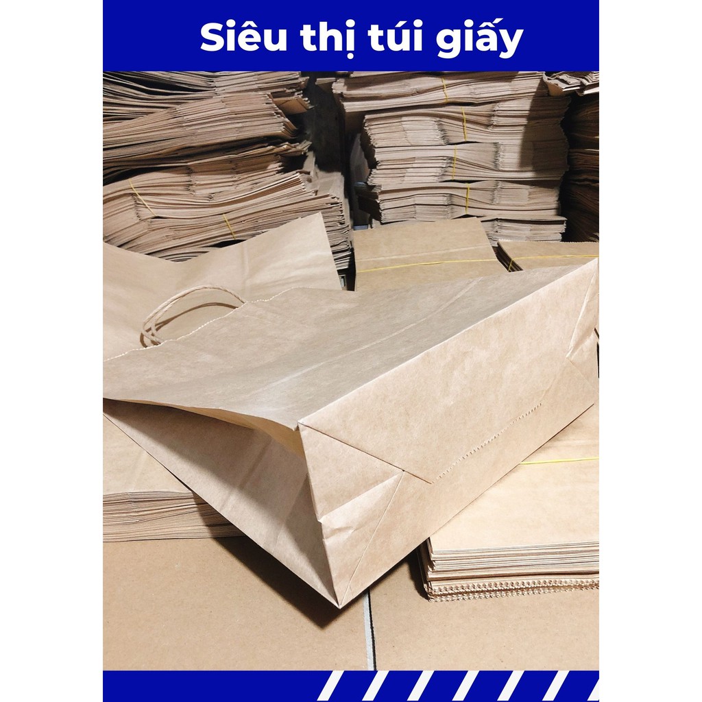 COMBO 10 CHIẾC TÚI GIẤY KRAFT XI MĂNG S3: 25x10x30 cm CÓ QUAI ( ẢNH THẬT SHOP TỰ CHỤP)