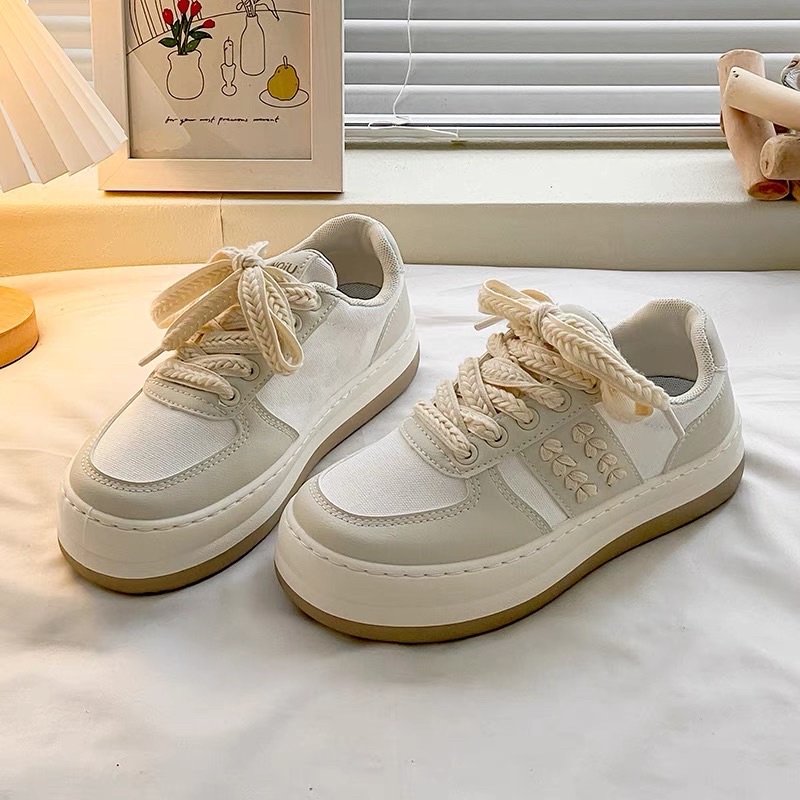 Giày Sneaker nữ DIK độn đến 4cm chất liệu da siêu đẹp phong cách thời trang đi học đi chơi