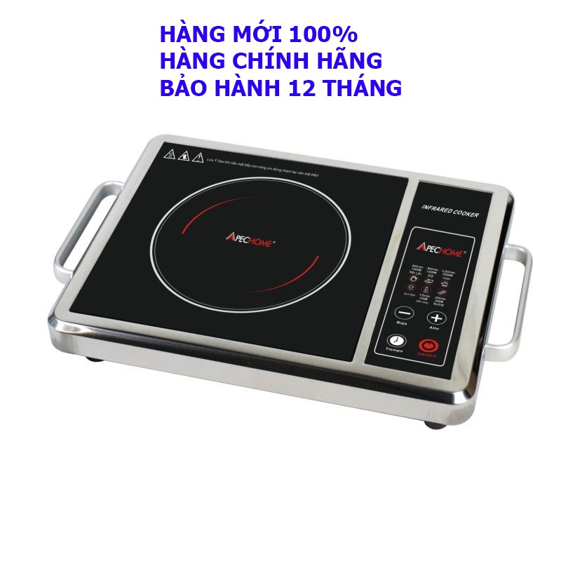 Bếp Hồng Ngoại Cao Cấp Apechome APH-BQ230E - Thân Inox - Không Kén Nồi - Tặng Kèm Vỉ Nướng (Bảo Hành 12 Tháng)