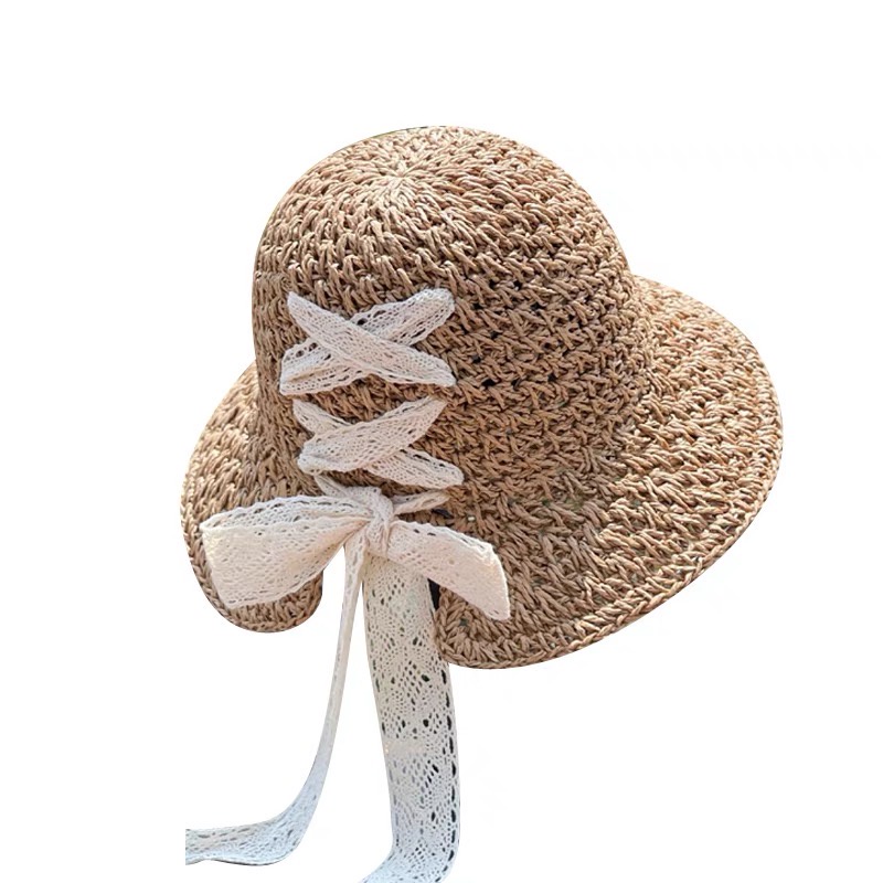 Mũ cói MG STUDIO thắt nơ ren xinh xắn đáng yêu cho nữ