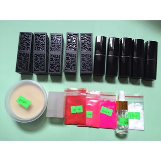Bộ nguyên liệu làm son handmade 10 thỏi đen hoa văn - kit làm son handmade - Vỏ làm son