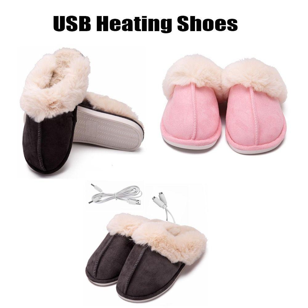 Xiantin Giày Giữ Ấm Chân Bằng Điện Phối Lông Thoải Mái Có Thể Giặt