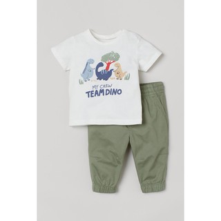 Set quần áo khủng long xanh khaki HM H&M_hàng chính hãng authentic