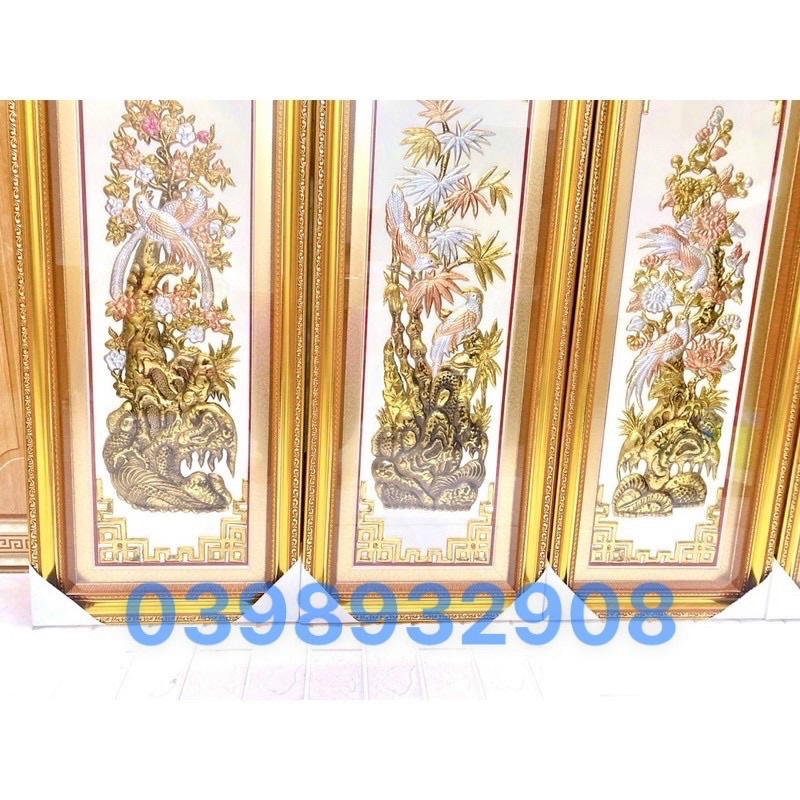 TRANH TỨ QUÝ H CHẤT LIỆU BẰNG ĐỒNG CAO 40 x 100