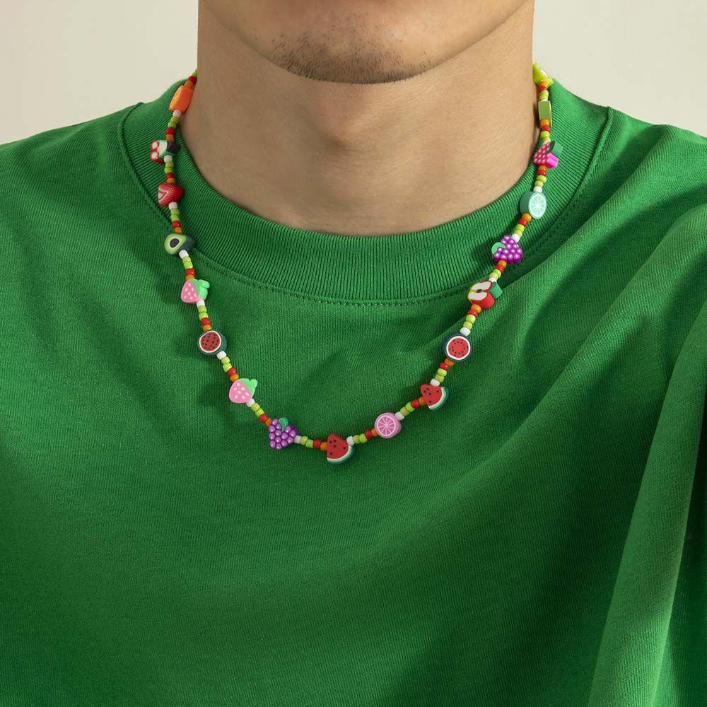 ANEMONE Vòng cổ Chuỗi Hạt Mềm Mại Hình Trái Cây Nhiều Màu Thời Trang Mùa Hè Cho Nam Và Nữ