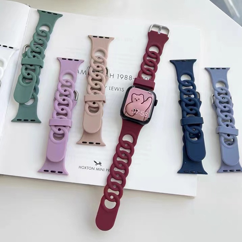 Dây Silicone Thay Thế Cho ĐồNg Hồ apple iWatch 44mm 45mm 41mm 40mm 38mm 42mm 6 5 3 SE 7