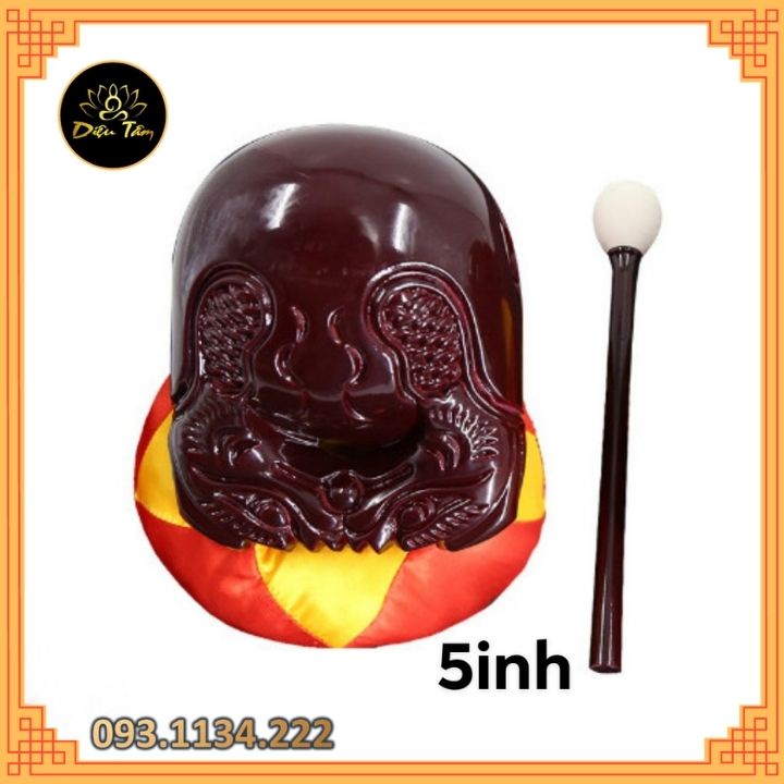 Mõ tụng kinh niệm phật gồm Mõ+dùi+đệm hàng đẹp ĐÀI LOAN gỗ cao cấp size từ 3,5inh đến 5inh